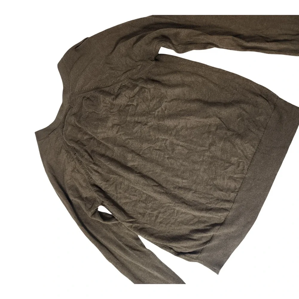 Banana Republic Forever Sweater Mens M Olive Brown Cotton Blend V-Neck Raglan